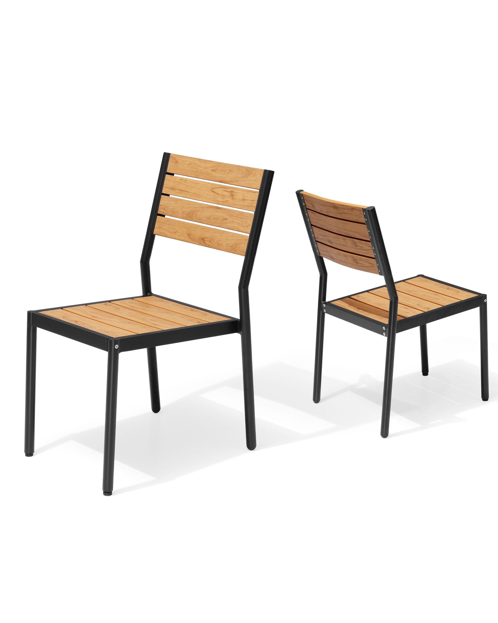 Pellebant Set of 2 Outdoor Aluminum Dining Chairs Patio Armless Chairs in Brown