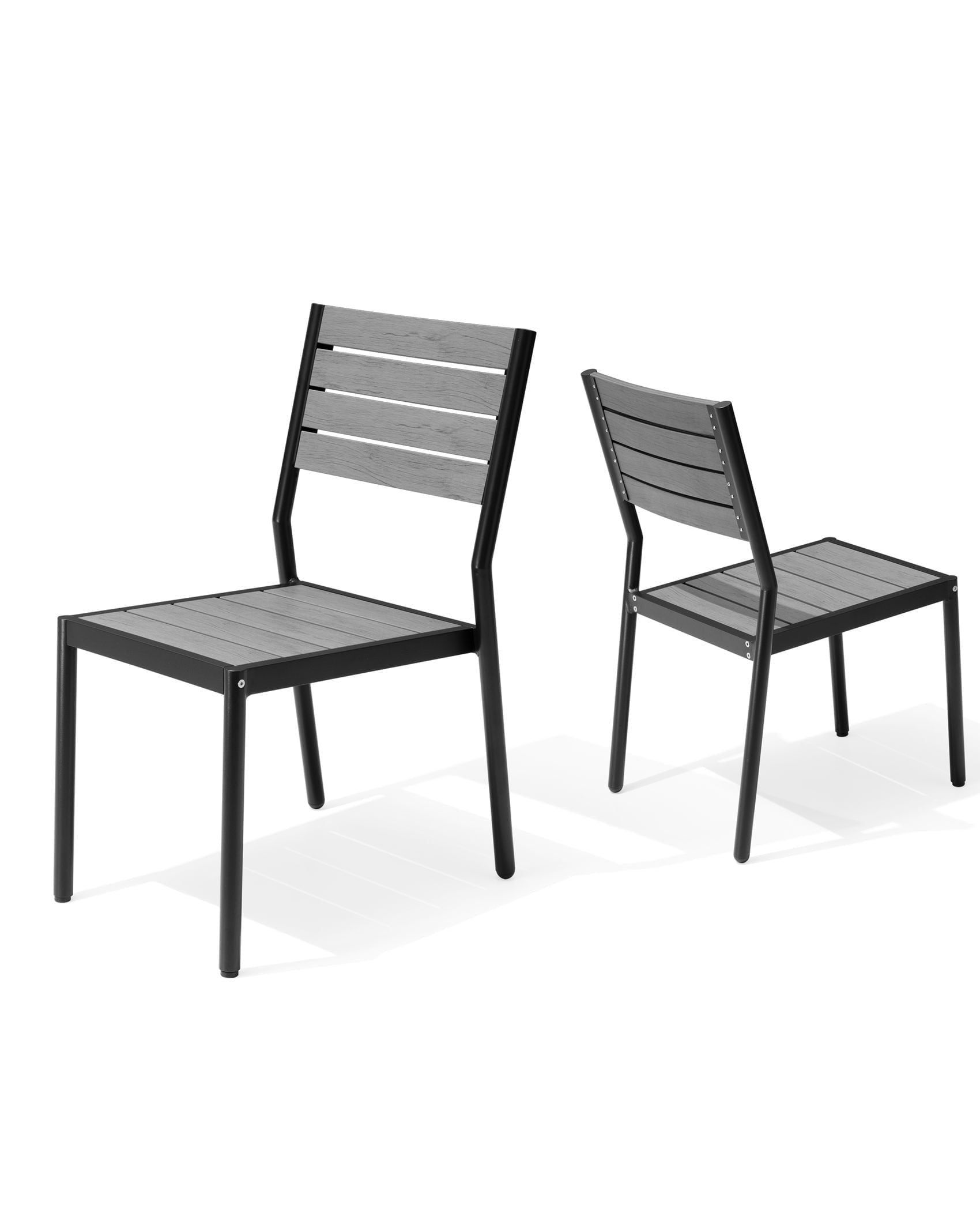 Pellebant Set of 2 Outdoor Aluminum Dining Chairs Patio Armless Chairs in Gray