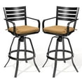 thumbnail image 1 of Pellebant Set of 2 Outdoor Cast Aluminum Swivel Bar Stool with Cushion in Echo Teak, 1 of 8