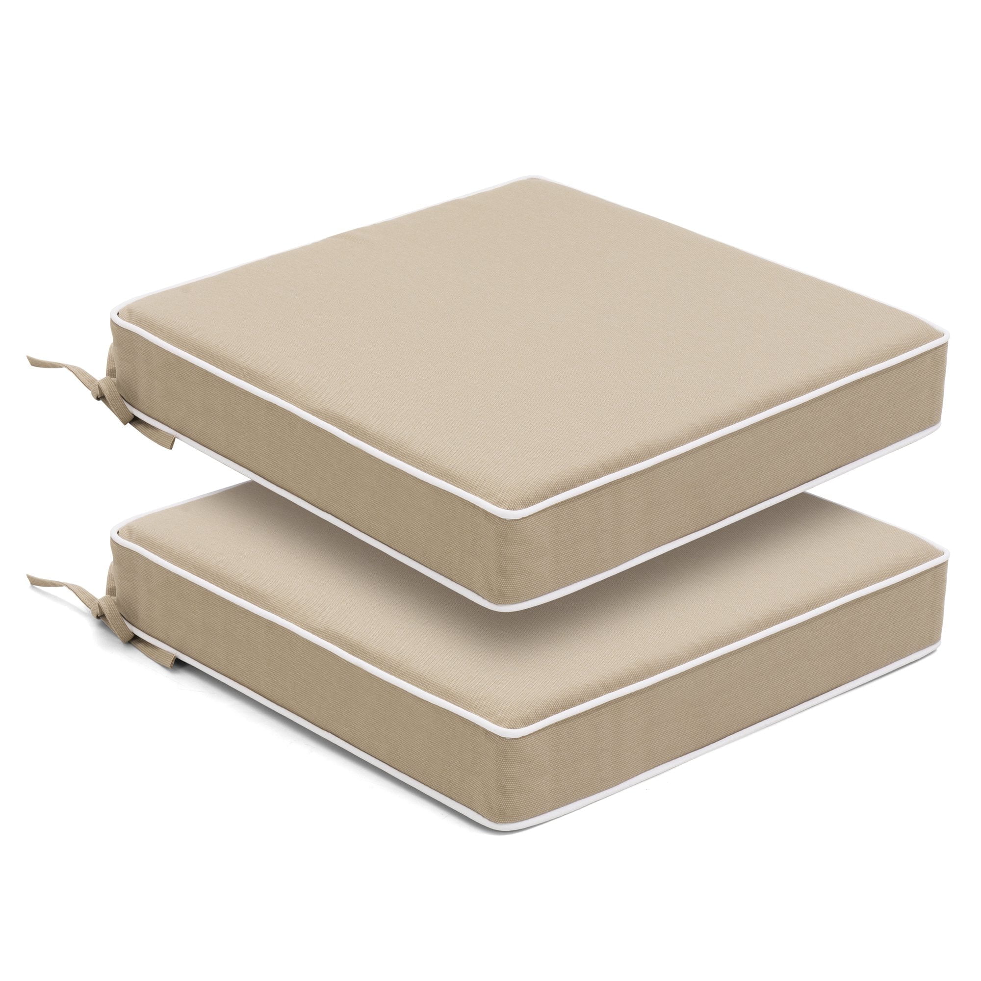 Beige Square Indoor/Outdoor Dining Chair Cushions Set of 2