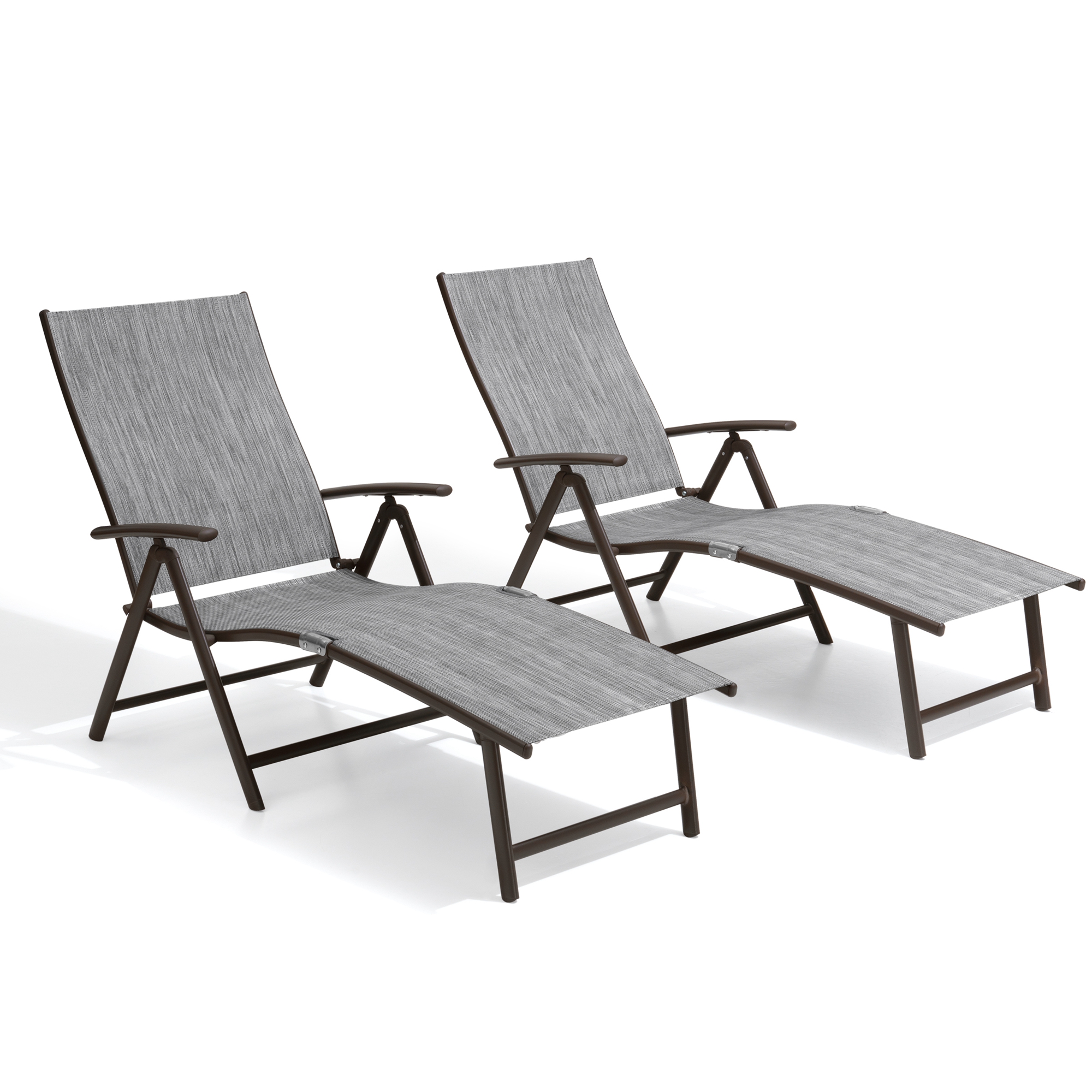 Pellebant Set of 2 Outdoor Chaise Lounge Aluminum Patio Folding Chairs,Gray - image 1 of 7
