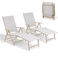 thumbnail image 1 of Pellebant Set of 2 Outdoor Chaise Lounge Aluminum Patio Folding Chairs,White, 1 of 8