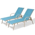 thumbnail image 1 of Pellebant 2‑Pack Outdoor Chaise Lounge Chairs – 5‑Position Aluminum Adjustable Patio Chaise Lounge with Rust Resistant Frame, Blue, 1 of 8