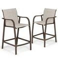 thumbnail image 1 of Pellebant Set of 2 Outdoor Counter Height Bar Stools  Aluminum Patio Bar Chairs,Beige, 1 of 7
