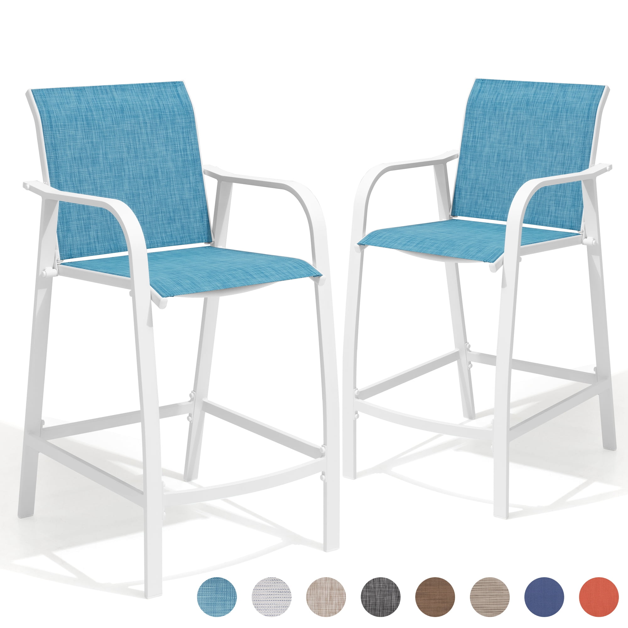 Pellebant Set of 2 Outdoor Counter Height Bar Stools Aluminum Patio Bar