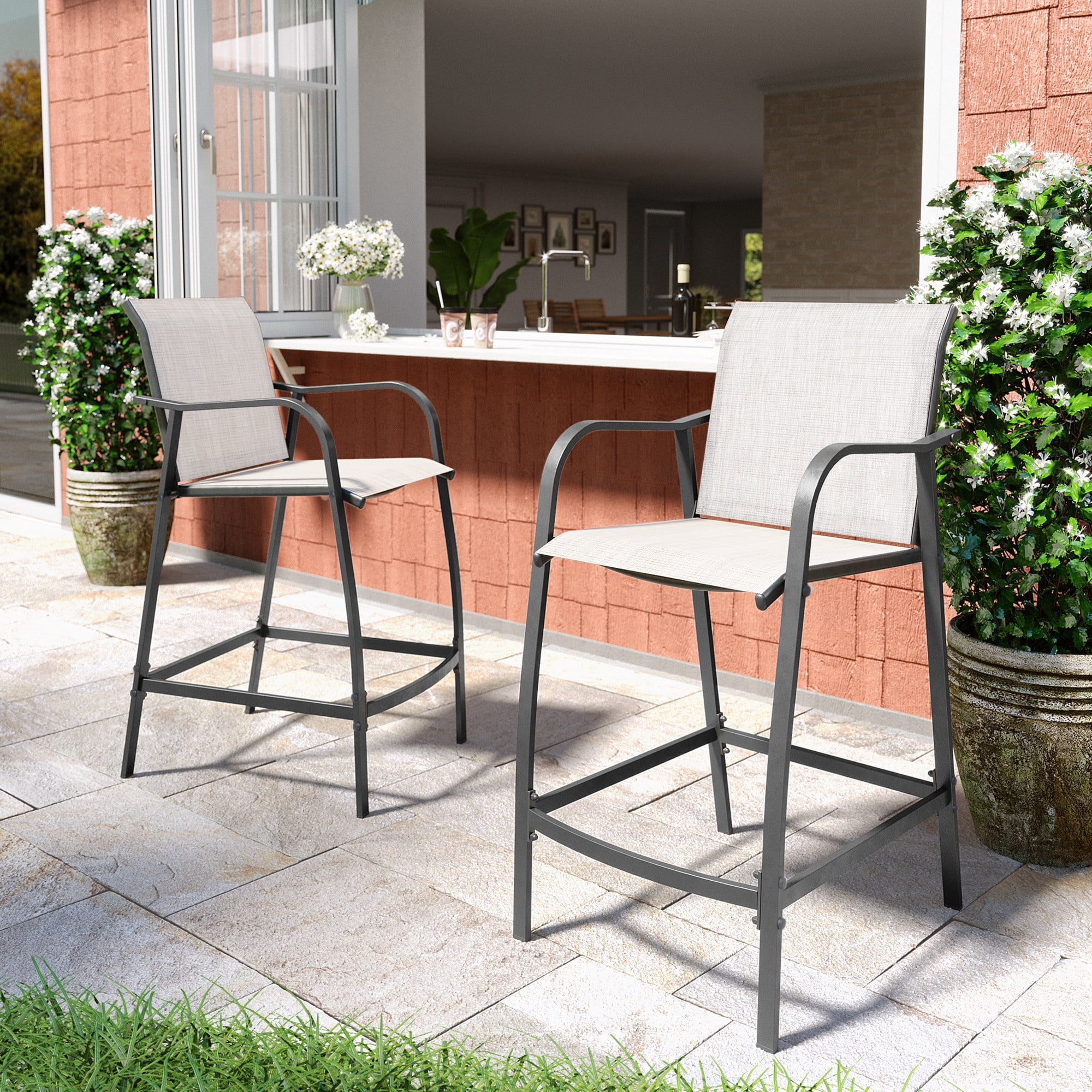 Pool Stools Pellebant Outdoor Patio Bar Stools, Set Of 2, Swivel