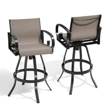 Pellebant Set of 2 Outdoor Swivel Bar Stools Aluminum Patio Bar Chairs in Gray