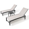 thumbnail image 1 of Pellebant Set of 3 Outdoor Chaise Lounge Aluminum Adjustable Patio Chairs With Table,Beige, 1 of 10