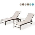 thumbnail image 1 of Pellebant Set of 3 Outdoor Chaise Lounge Aluminum Adjustable Patio Chairs With Table,Beige, 1 of 11