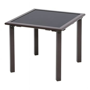 Pellebant Square Metal & Glass Outdoor Patio Bistro Table in Brown