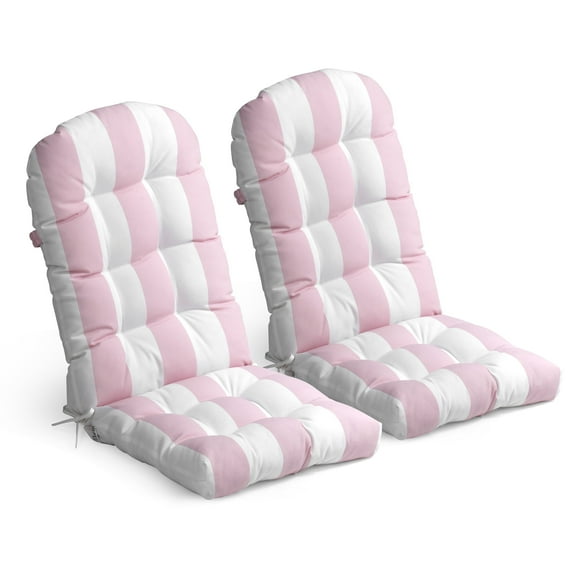Pellebant Striped Thickened Chaise Lounge Cushion for Indoor/Outdoor Use, 52 x 20 x 4 inch, Water-Resistant & Fade-Resistant Patio Seat Pad, High Back Design (2-Pack, Pink & White Stripes)