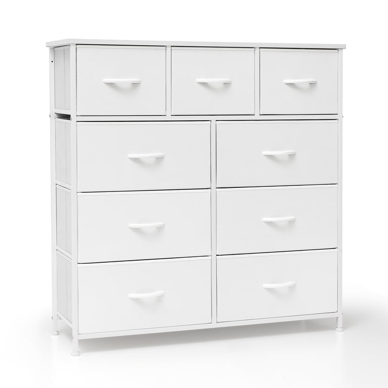 Pellebant White 9 Drawers Extra Wide Closet Dresser, Fabric