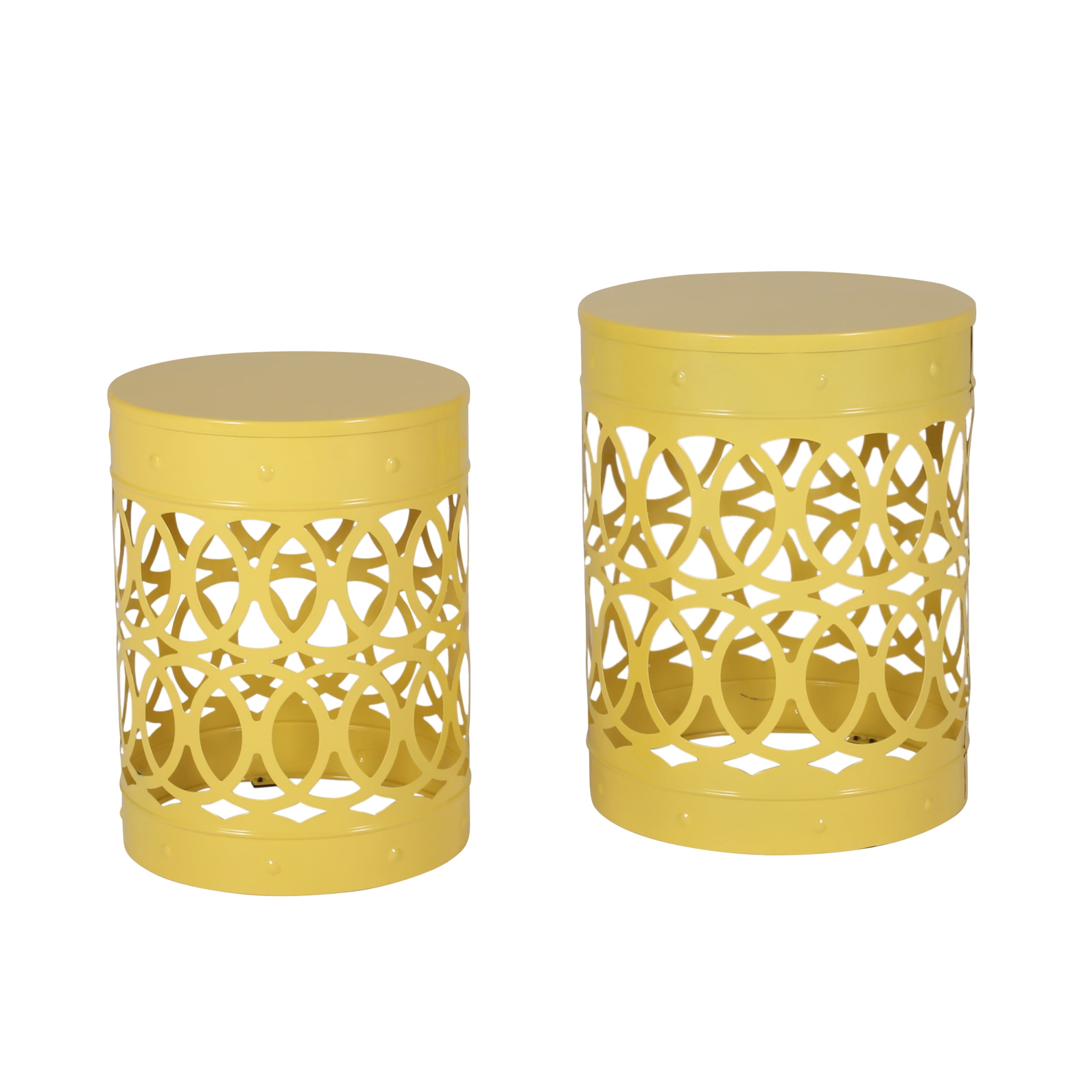 Pellerin Outdoor Metal Side Tables, Set of 2, Yellow - Walmart.com