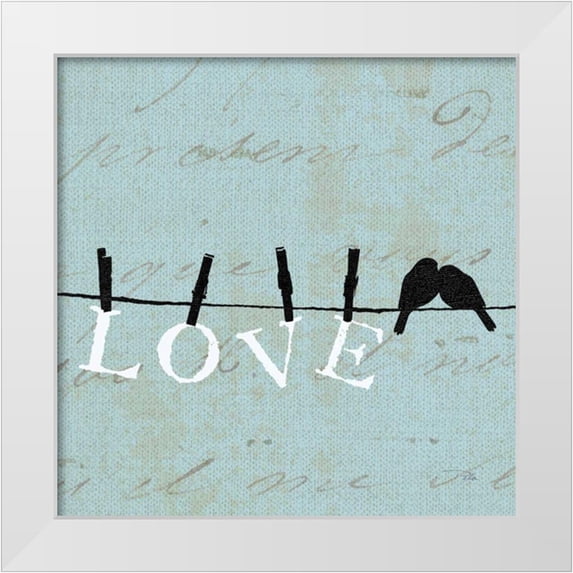 Pelletier, Alain 12x12 White Modern Wood Framed Museum Art Print Titled - Birds on a Wire Square - Love