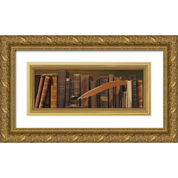 Pelletier, Alain 18x10 Gold Ornate Wood Framed with Double Matting Museum Art Print Titled - Librairie II
