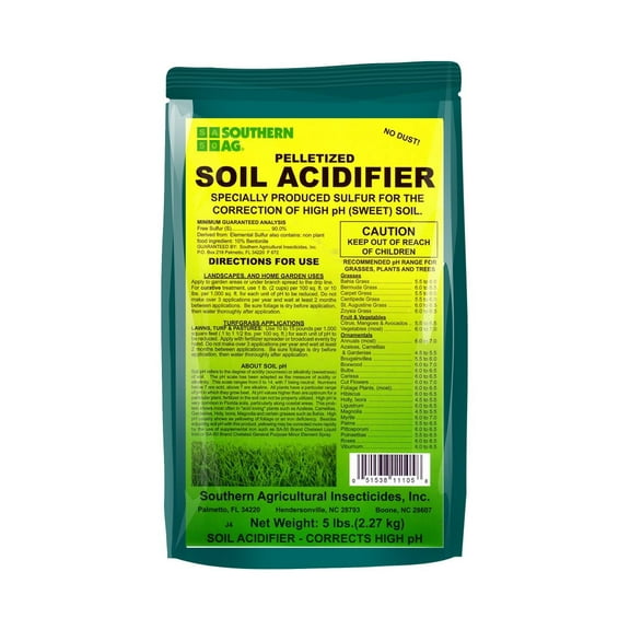 Pelletized Soil Acidifier - Contains 90% Sulfur - 5 lb Bag by Southern Ag