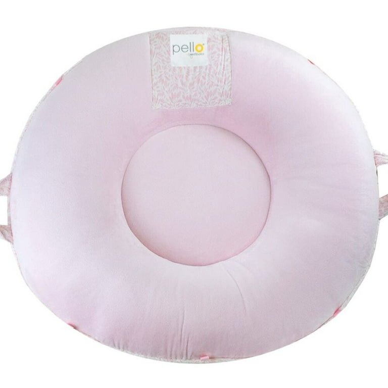 GooseWaddle Serenity Light Gray Floor Cushion Light Pink White
