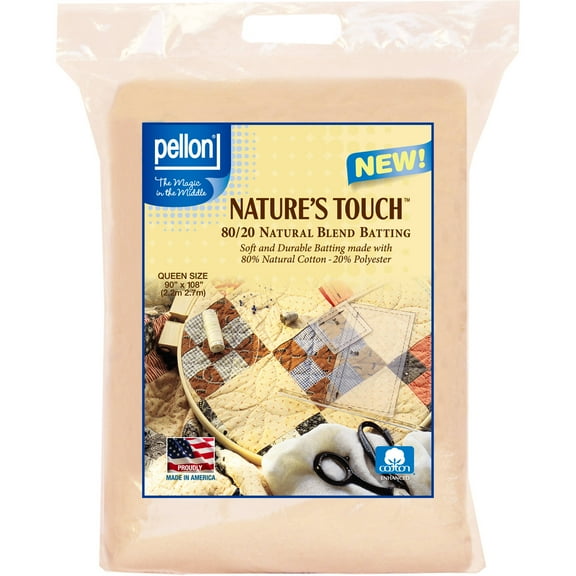 Pellon 80/20 Packaged Quilting Batting, off-White, Queen Size Precut