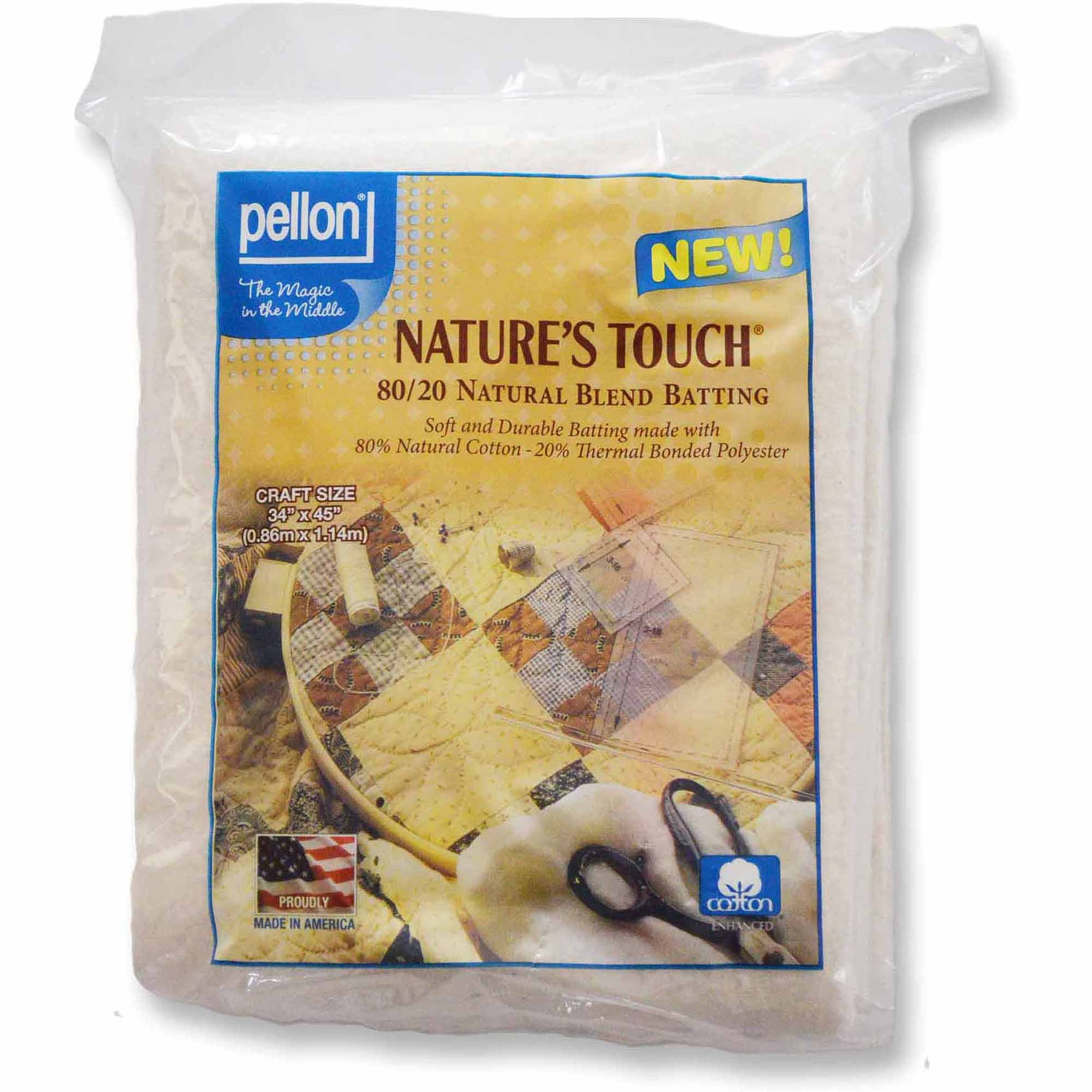 Pellon 80/20 Quilting Batting, Beige. 34" x 45" Craft Size Precut