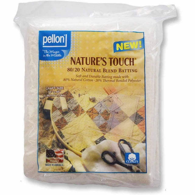 Pellon 80/20 Quilting Batting, Beige. 34" x 45" Craft Size Precut