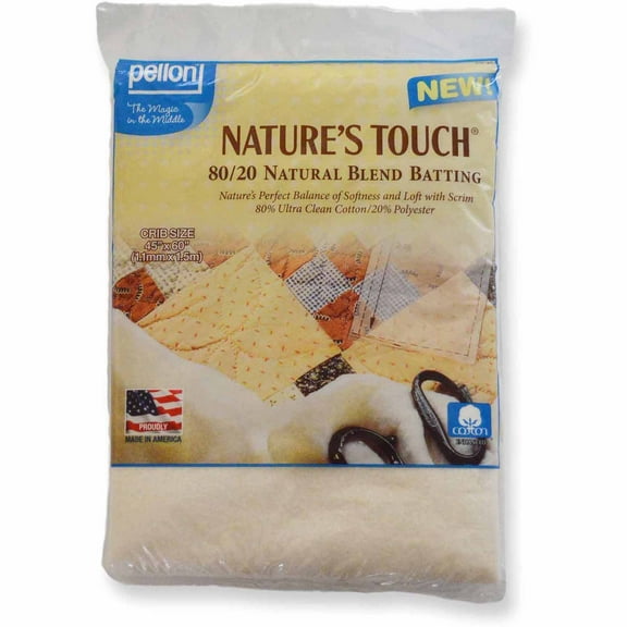 Pellon 80/20 Quilting Batting, Beige. 45" x 60" Crib Size Precut Package 1 Pack.