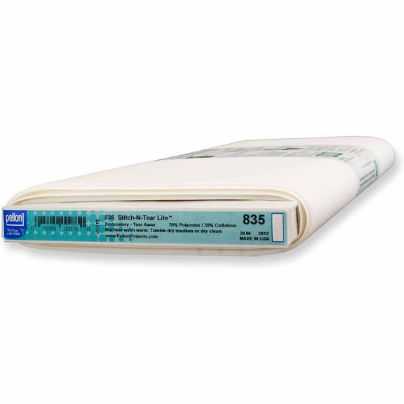 Pellon 835 Stitch-N-Tear Lite Fabric Stabilizer, White 20" x 10 Yards by the Bolt