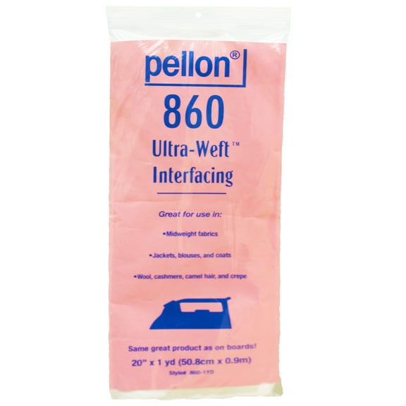 Pellon 860F Ultra Weft Sewing Fabric Interfacing. White. 20" x 1 yd Precut Package Size.