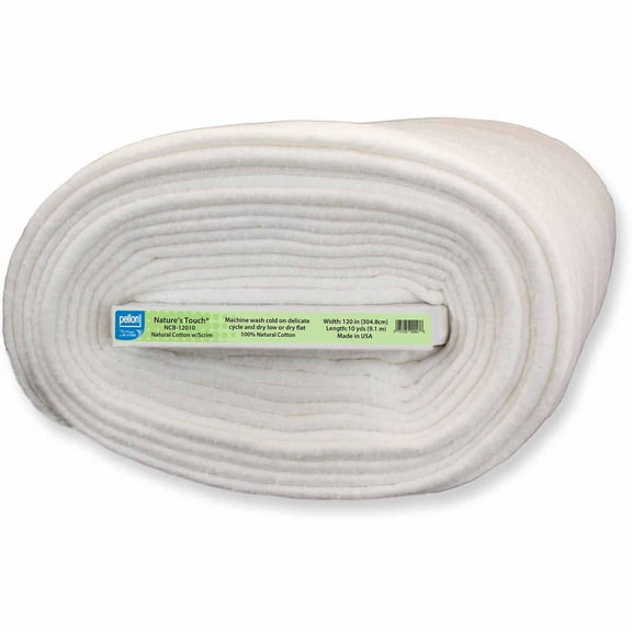Pellon Natural Cotton Quilting Batting, off-White 120" x 10 Yards by the Bolt