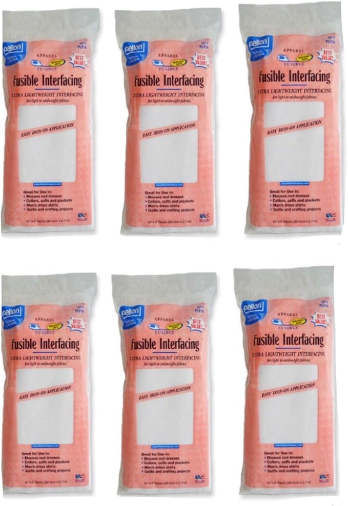 Pellon PLF36 Ultra Lightweight Fusible Interfacing, White, 15" x 3