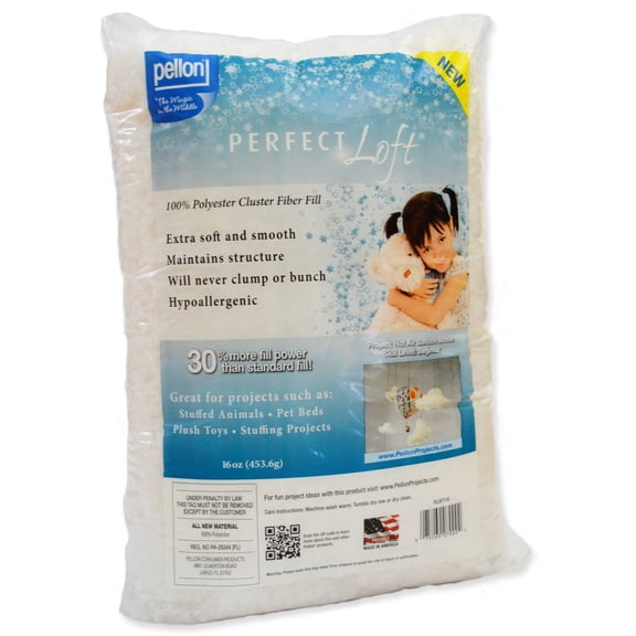 Pellon Perfect Loft Fiber Fill, White, 16 Ounces Package Polyester. 1 pack.