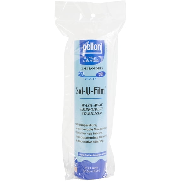 Pellon Sol-U-Film Wash Away Embroidery Stabilizer-Clear 8"X9yd