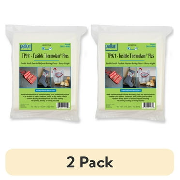 (2 pack) Pellon TP971F Fusible Thermolam Plus Fleece Fabric, White 45" x 60" Precut Package