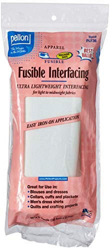 Pellon, White, PLF36 Ultra Lightweight Fusible Interfacing, 15 x 3 Yards,  Package