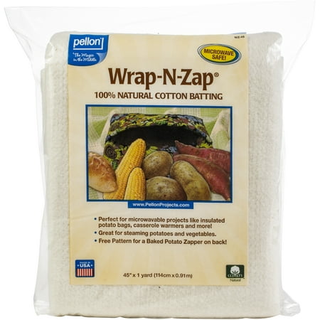 Pellon Wrap-N-Zap 100% Natural Cotton Batting 45"X36"-Multipack Of 2
