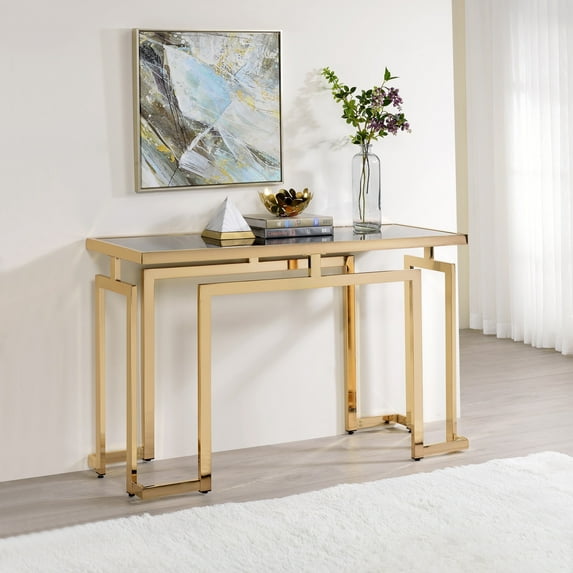 Pelmont Glass Top Rectangle Console Table, Gold