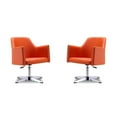thumbnail image 1 of Pelo Orange & Polished Chrome Faux Leather Adjustable Height Swivel Accent Chair, 31.5-35.8 x 24.6 x 24.6 in. - Set of 2, 1 of 1
