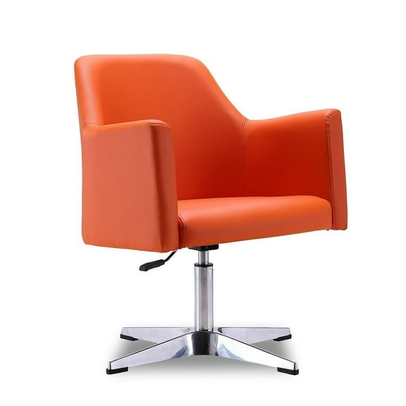 Manhattan Comfort Pelo Faux Leather Height Adjustable Accent Chair in Orange