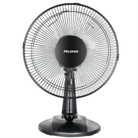 Pelonis 12" 3-Speed Oscillating Table Fan, FT30-8MBB, Black