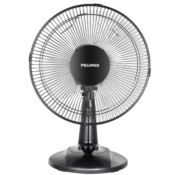 Pelonis 12" 3-Speed Oscillating Table Fan, FT30-8MBB, Black