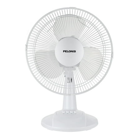 Pelonis 12" 3-Speed Oscillating Table Fan, FT30-8MBW, White