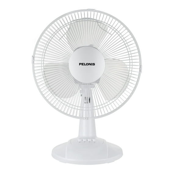 Pelonis 12" 3-Speed Oscillating Table Fan, FT30-8MBW, White