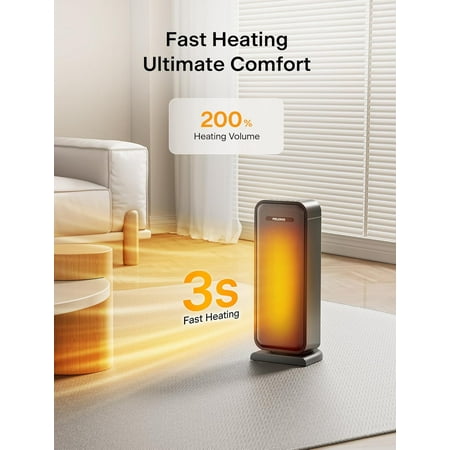 Pelonis 1500W Electric Space for Indoor Use with Thermostat, Oscillation and Remote – Portable Ceramic for Bedroom, Home and Office Under Desk
