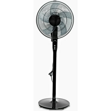 Pelonis 16" 12-Speed Adjustable Height Quiet Pedestal Fan with Digital Display & Remote Control, PSPF18AR40B, New, Black