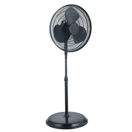 Pelonis 16-Inch Adjustable Pedestal Fan, 3-Speed Oscillating, Black, FS40-19MB