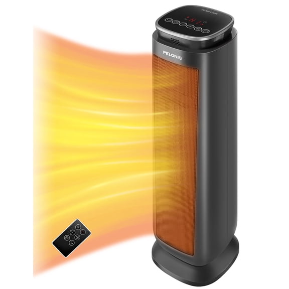 Pelonis 23" Black Ceramic Tower Space Heater, Programmable, Compact