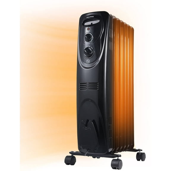 Pelonis Basic Electric Oil Filled Radiator Space Heater, Black, 26.10 Watts, 1 Heat Speed, New