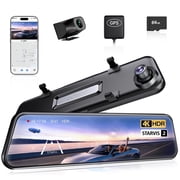Pelsee 4K+2.5K Mirror Dash Cam with Front Starvis 2 IMX678 & Rear IMX335, 12" Rear View Mirror Camera, Color Night Vision, 5.8GHz WiFi, ADAS & BSD, Included OBD