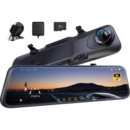Pelsee P12 Pro Parking Monitor Car Dash Cameras with SC Card, Black