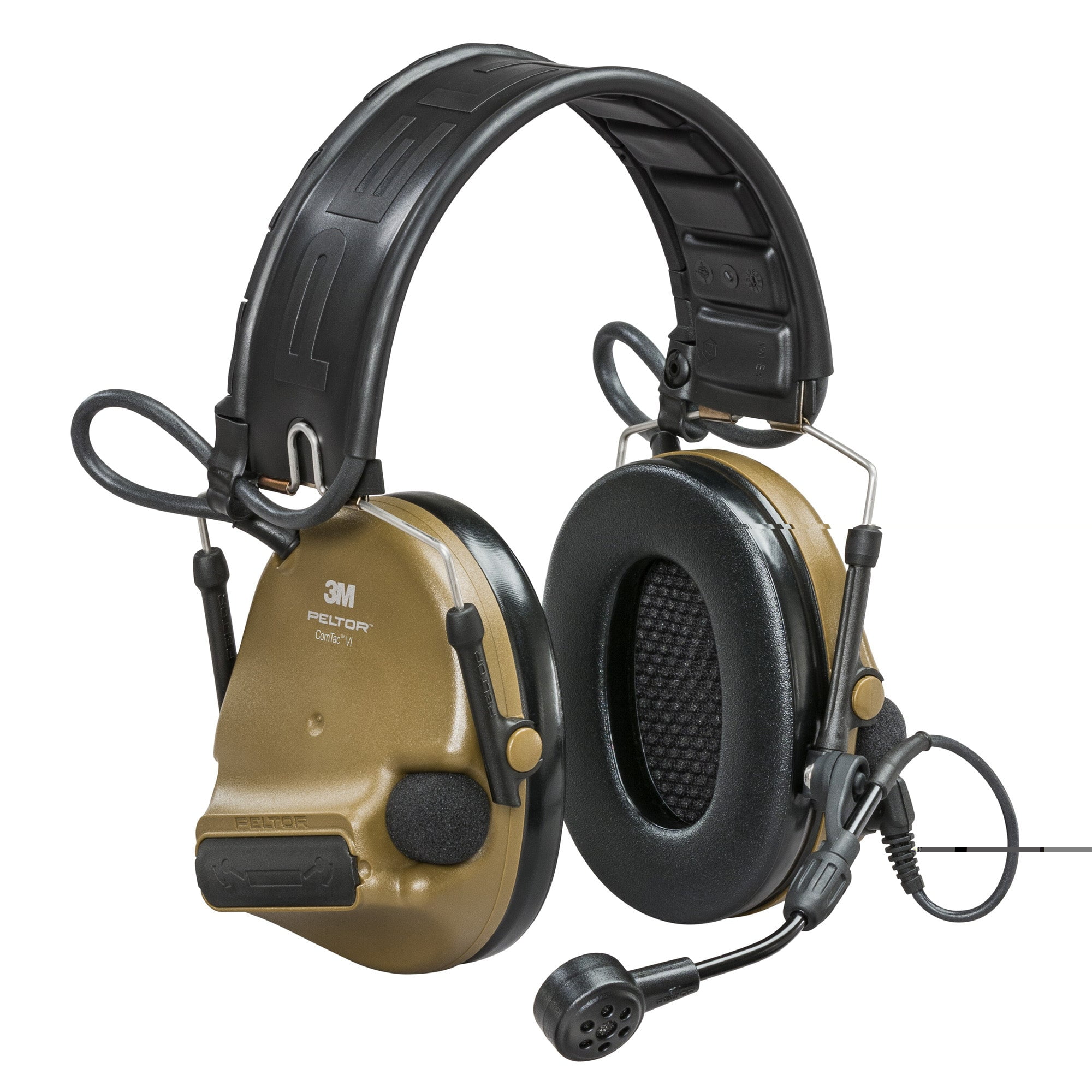 PELTOR 3M, ComTac, VI NIB Hearing Defender Headset, Headband And ARC, 915 Mhz, Coyote