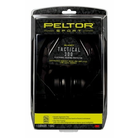 Peltor Sport Tactical 300 Electronic Hearing Protector Earmuff, NRR 24 dB, Black